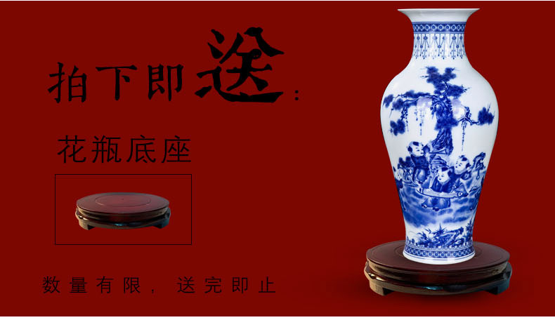 Jingdezhen ceramic blue and white porcelain vase archaize furnishing articles flower arranging, blue and white landscape new sitting room of Chinese style household act the role ofing is tasted