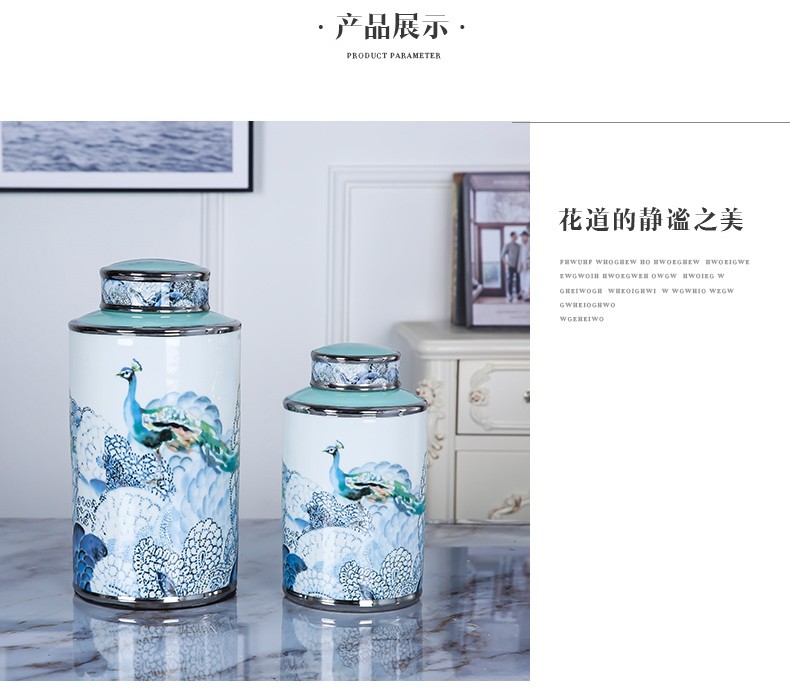 Jingdezhen ceramic vases, flower implement of new Chinese style piggy bank decoration sugar peacock sitting room porch creative soft furnishing articles