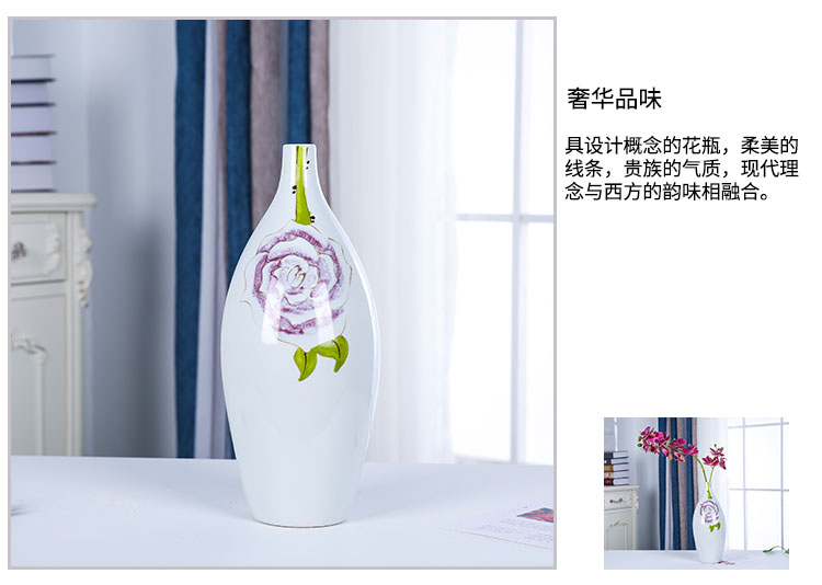 Jingdezhen ceramics hand - made desktop vase peony modern Chinese style is contracted sitting room decoration fashion furnishing articles study