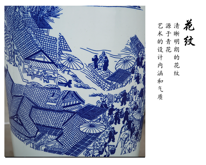 Jingdezhen ceramics of large blue and white porcelain vase hotel opening modern Chinese flower arrangement sitting room adornment is placed