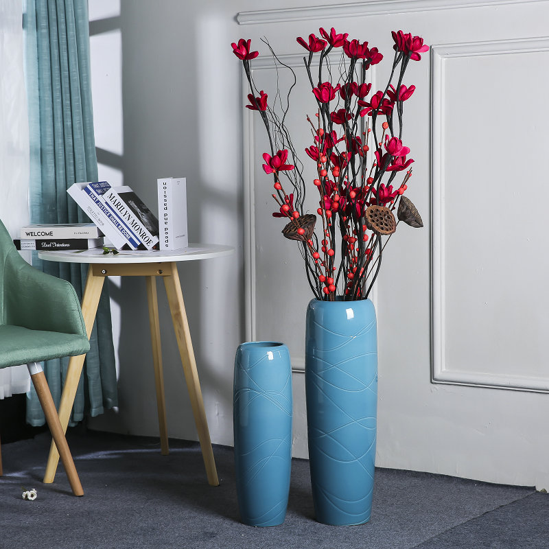 Jingdezhen ceramics vase landing dried flowers the glossy glaze sitting room adornment is placed lucky bamboo flower arrangement home decorations