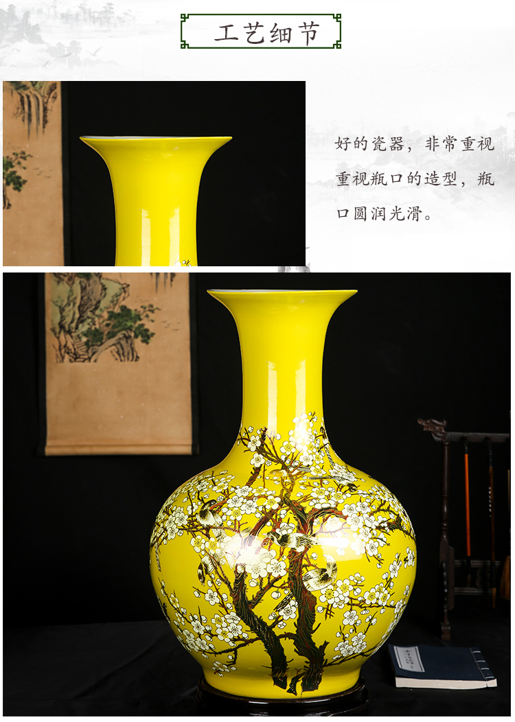 Jingdezhen ceramics vase beaming the design of new Chinese style household yellow flower arrangement sitting room adornment is placed