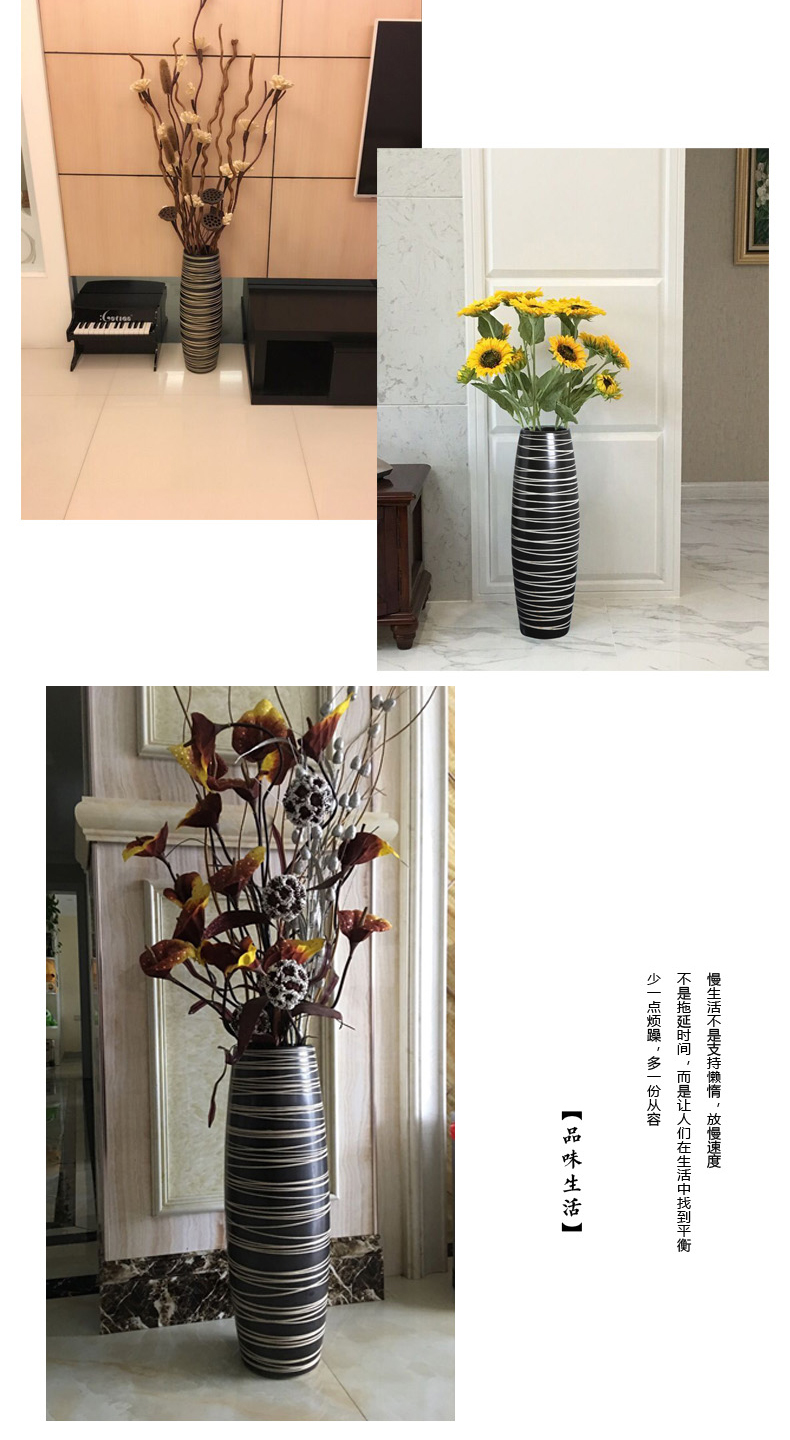 I and contracted sitting room flower arranging landing place, home decoration ceramic dry flower vases, black floral arrangements