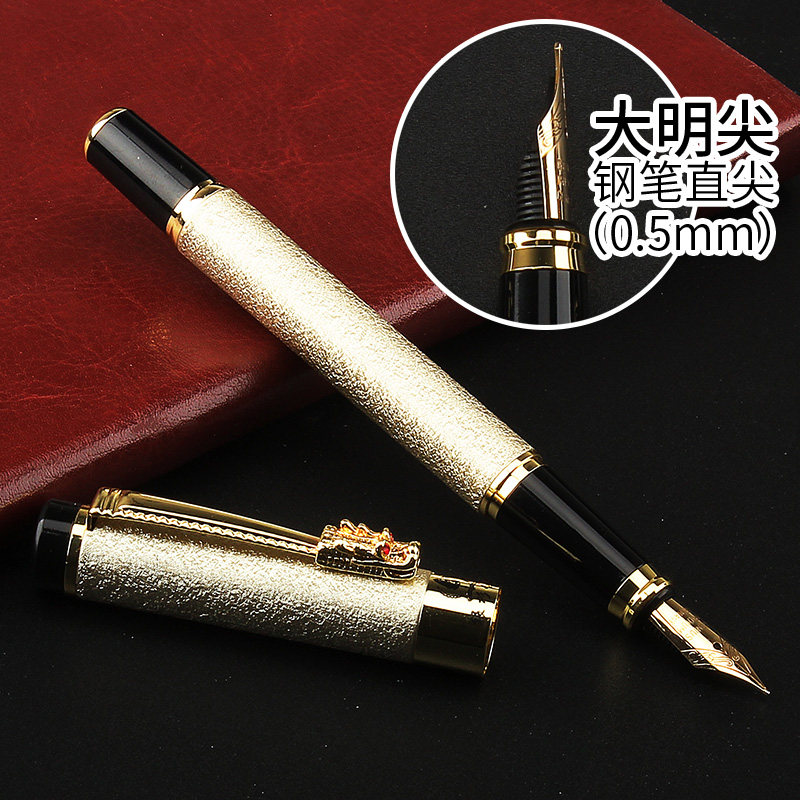 Silver cedar male pen with large tip and sharp MeiWork bent tip adult practicing character with office signature Hard pen calligraphy primary and middle school students special lettering men's upscale head replace ink sack beginners Zhengpose