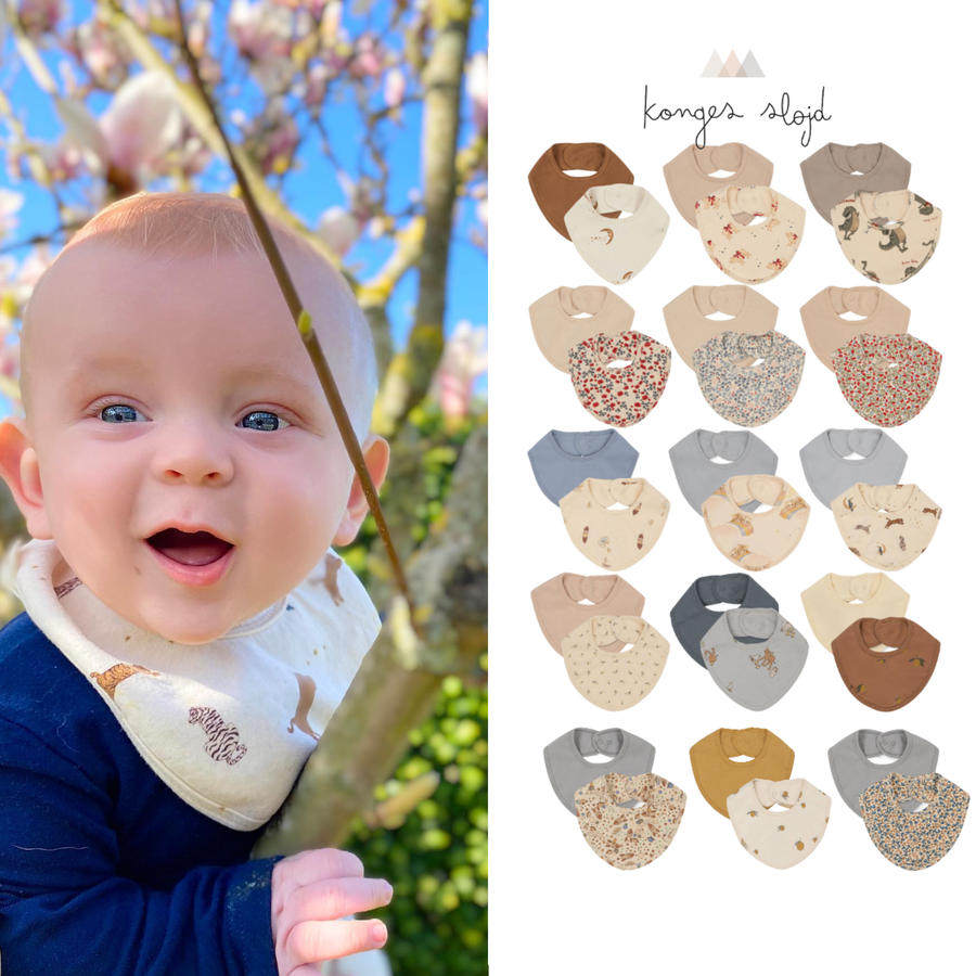 Authorised Konges Slojd newborn baby baby coveting organic cotton apron with saliva towel 2 dress-Taobao