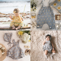 wawa customised baby boy fresh and cute little daisy lace jersey bag fart one-piece suit pants