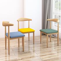 Rental House chair light luxury design sense sack home dining chair backrest desk home solid wood iron horn chair