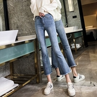 Phiên bản 2019 Hàn Quốc màu cam mới với quần jeans ống lửng cạp cao nguyên chất - Quần jean thời trang nữ đẹp