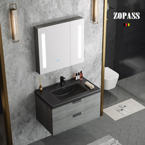 Modern light luxury small apartment bathroom cabinet combination washbasin cabinet combination Intelligent mirror cabinet Simple bathroom sink