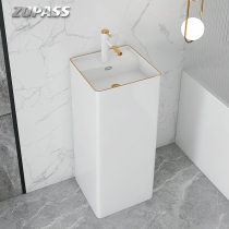 Modern simple column type ceramic integrated washbasin floor type hotel Home washbasin Home Wash Basin Small Outdoor column basin