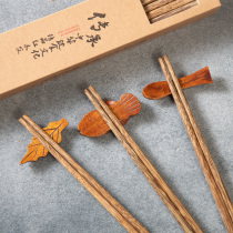 Chinese chicken wing wood chopsticks non-lacquered wax-free fast children home chopsticks family 10 pairs wooden chopsticks creative chopsticks set