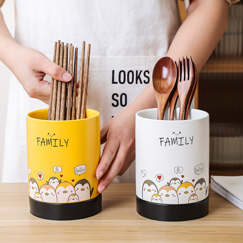 Ceramic multifunctional chopsticks cage home kitchen chopsticks basket creative wind tableware spoon asphalt chopsticks frame