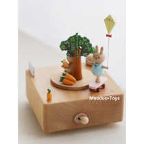 Music box train baby handmade creative gift for boys and girls rotating wooden birthday gift music box small
