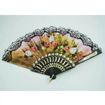 boutique spanish flower floral fabric lace folding hand fan