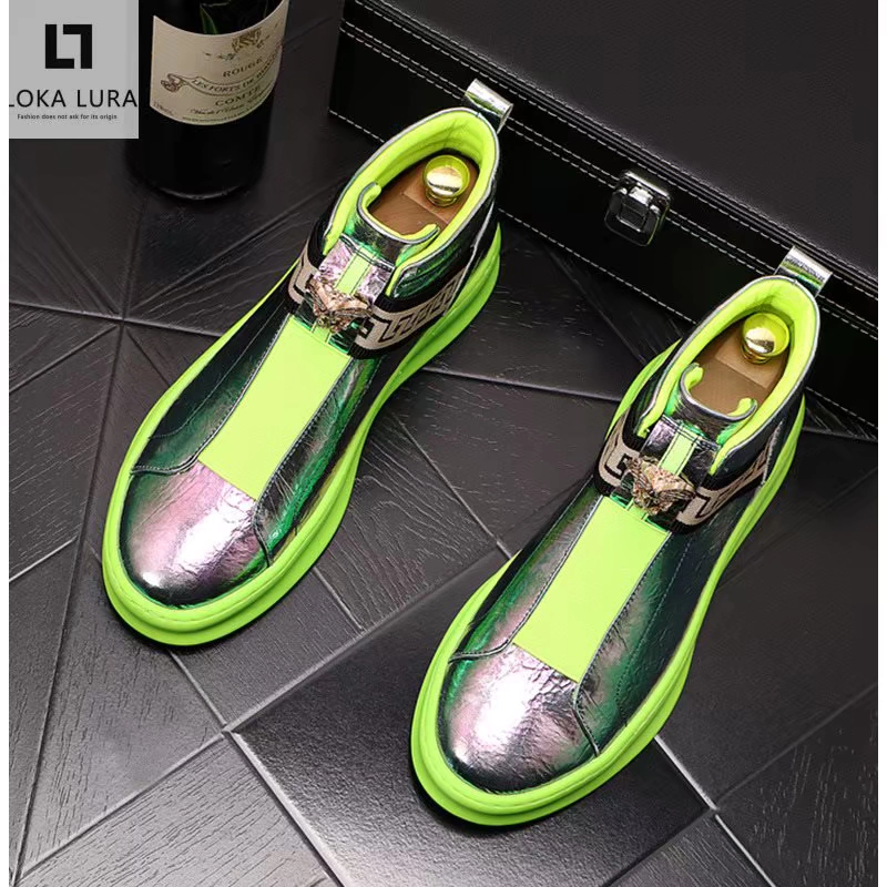 Giày cao cổ đầy màu sắc của thương hiệu Tide set đồ nam phong cách Anh mùa thu năm 2020 phiên bản Hàn Quốc của xu hướng giày đế trong hoang dã - Giay cao