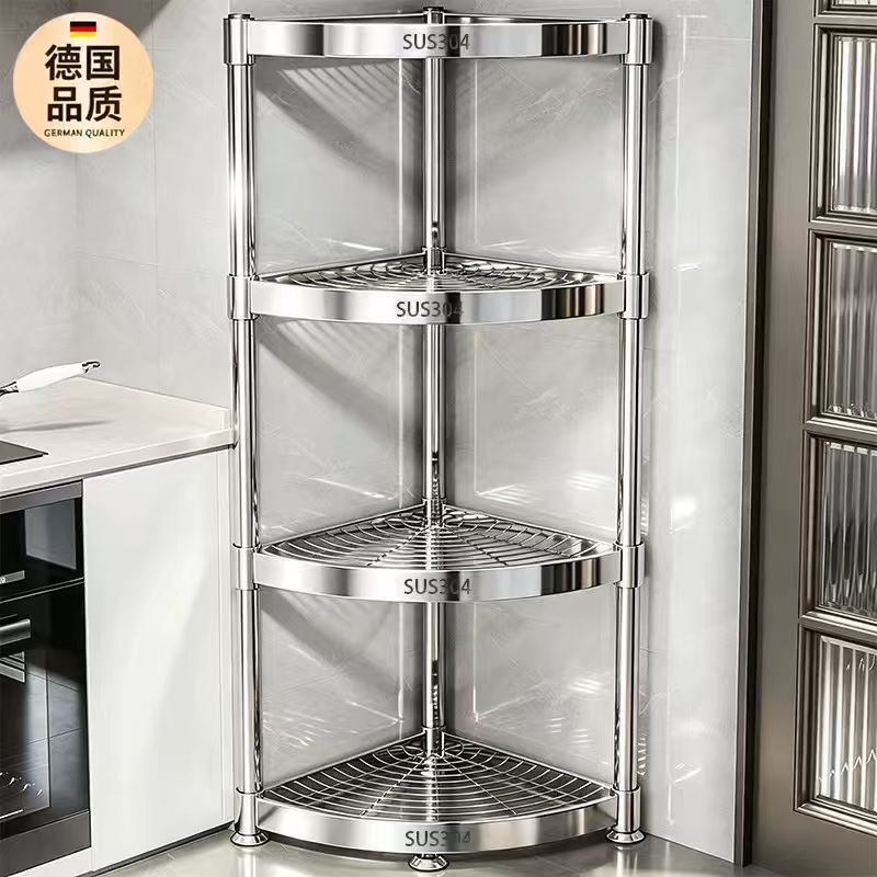 New Model 304 Stainless Steel Kitchen Corner Storage Rack, Multi-Functional Wall Corner Floor-Standing Multi-Layer Bathroom Triangle Storage Rack New Model 304 Stainless Steel Kitchen Corner Storage Rack, Multi-Functional Wall Corner Floor-Standing Multi-Layer Bathroom Triangle Storage Rack