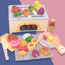 Wooden house barbecue grill toys children simulation BBQ boys and girls 3-4-5-6 years old baby kindergarten