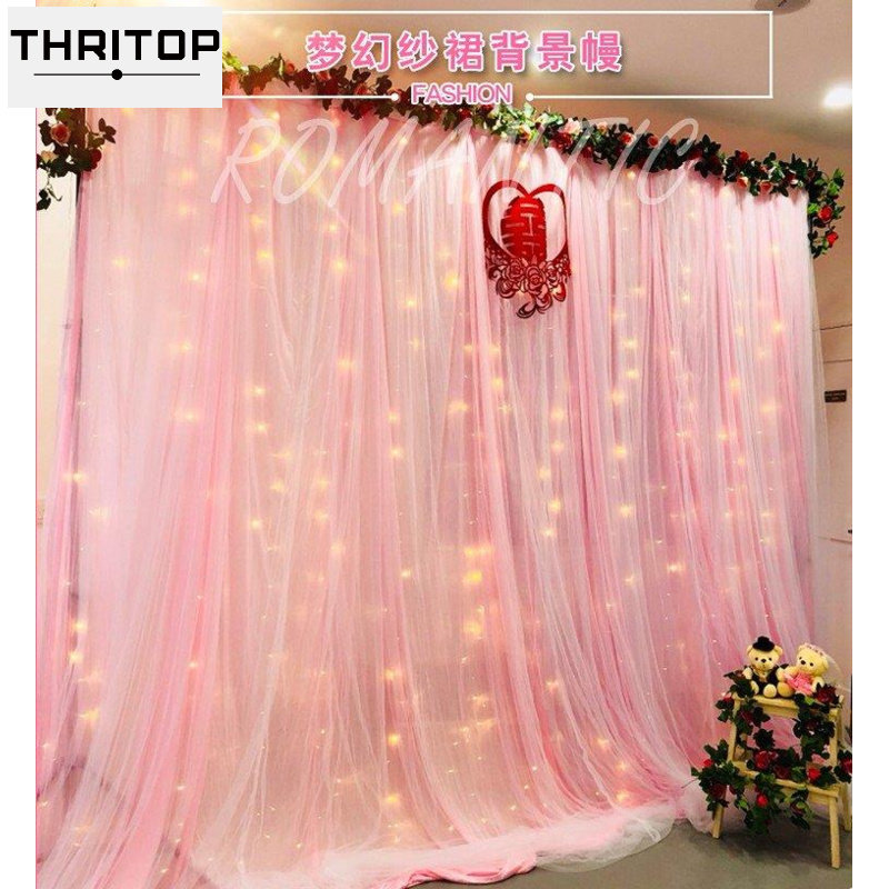 2019 new wedding stage gauze background gauze curtain cloths