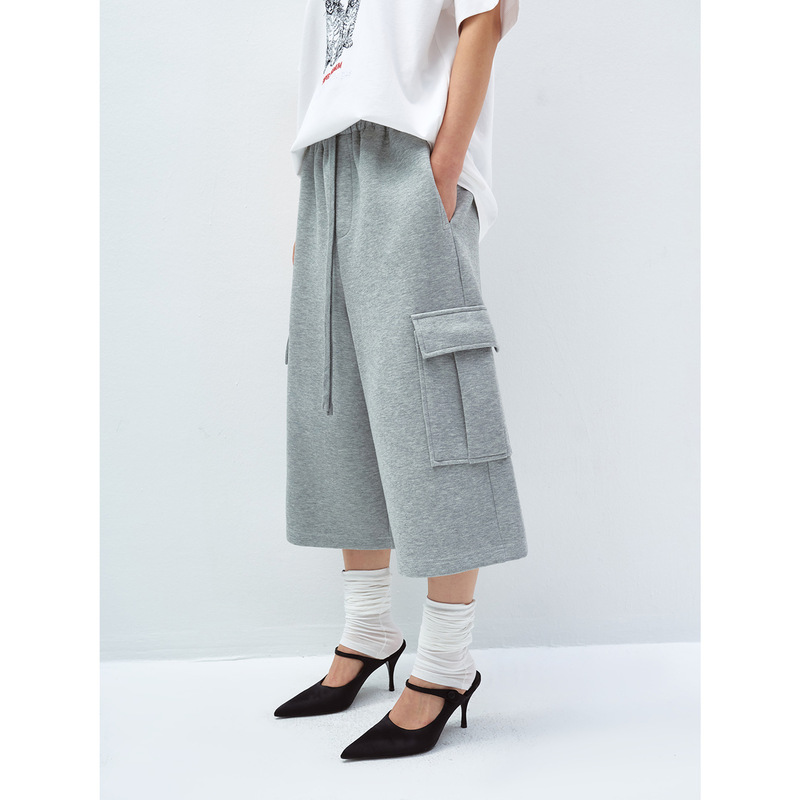 Hello September Jelly Air Cotton Workwear Capri Pants Elastic Waist Versatile Casual Pants for Women V60056