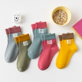 Тонкие хлопковые демисезонные детские цветные мультяшные носки, средней длины