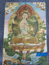 Tibetan thangka Nepalese craft gold silk brocade painting silk embroidery Buddha statue hanging painting Tibetan Buddha Manjushri Bodhisattva