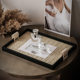 Light luxury leather jewelry entrance storage plate high-end black leather aromatherapy tray French jewelry ornaments