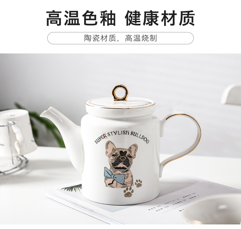 Household glass suits for ceramic cup tray was sitting room with European heat - resisting teapot teacup cold water kettle suit