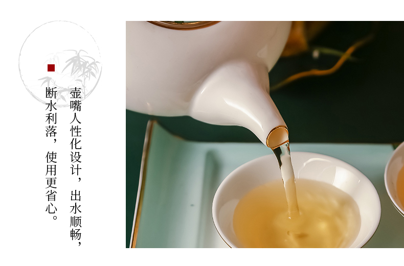 Ipads China kung fu tea set manually paint Chinese style household teapot tea sets tea tray in the living room