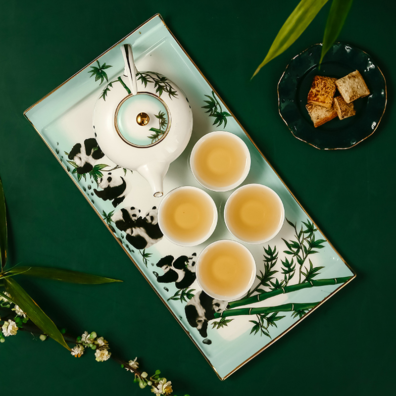Ipads China kung fu tea set manually paint Chinese style household teapot tea sets tea tray in the living room