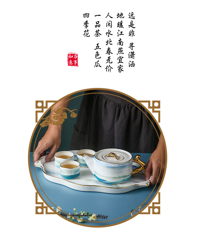 Tea set household contracted style ipads China Tea Tea with Tea tray was wedding gifts