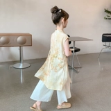 Летнее ципао, ханьфу, летняя юбка на девочку, комплект, китайский стиль