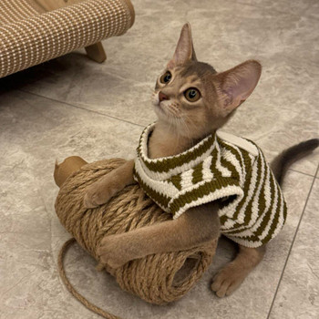 Devon cat hairless sphynx autumn and winter warm thickened cotton knitted high-neck long-sleeved pet clothes