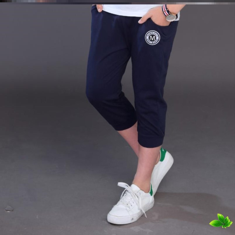 Ít quần cậu bé mùa hè childrens sweatpants mens mùa xuân và mùa hè quần cậu bé ngắn denim quần short bảy điểm quần trong cậu bé lớn.