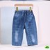 Ít quần cậu bé mùa hè childrens sweatpants mens mùa xuân và mùa hè quần cậu bé ngắn denim quần short bảy điểm quần trong cậu bé lớn. 