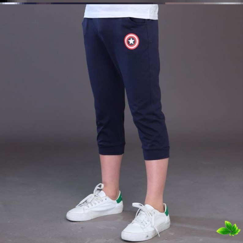 Ít quần cậu bé mùa hè childrens sweatpants mens mùa xuân và mùa hè quần cậu bé ngắn denim quần short bảy điểm quần trong cậu bé lớn.