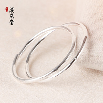 Silver bracelet female 999 sterling silver simple thin ring section solid snowflake opening ancient glossy silver bracelet simple section