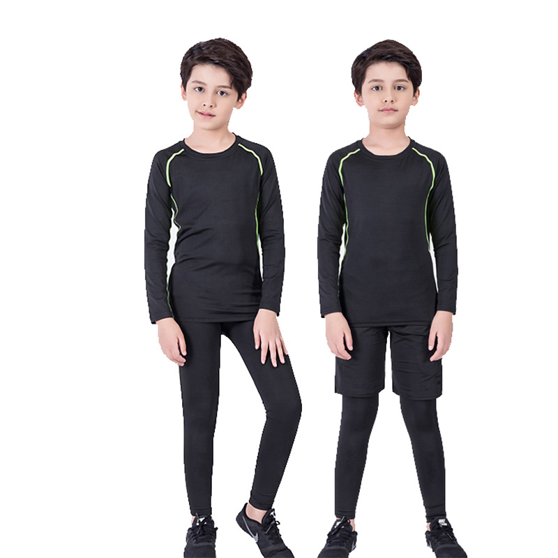 Boy adult sports speed dry fitness clothing blouses trousers shorts breathable long sleeves elastic training clothes jersey instruments