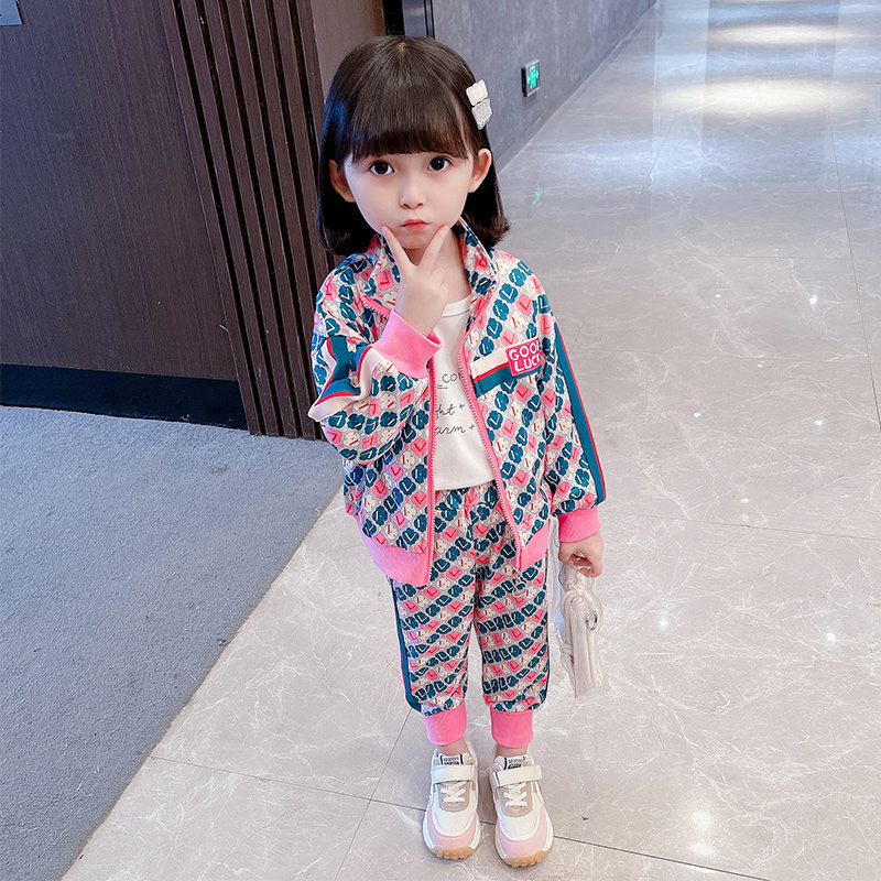 Girls' autumn clothing suit 2022 new net red children's Western style jacket two-piece set baby girl spring and autumn trendy children's clothing