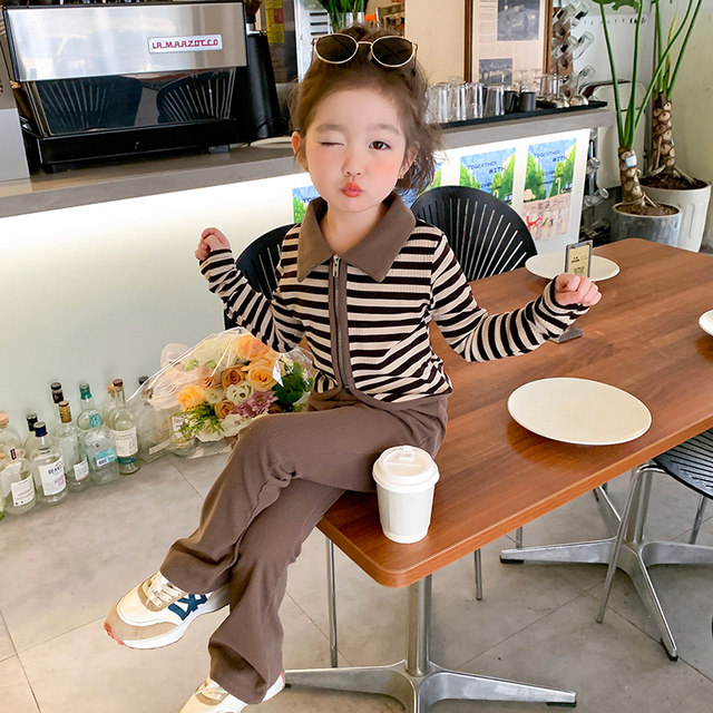 Han Fan Girls' Clothing Trendy Suit Foreign Style Spring Dress 2023 New Children's Internet Celebrity Children's Fried Street Baby Two-piece Set