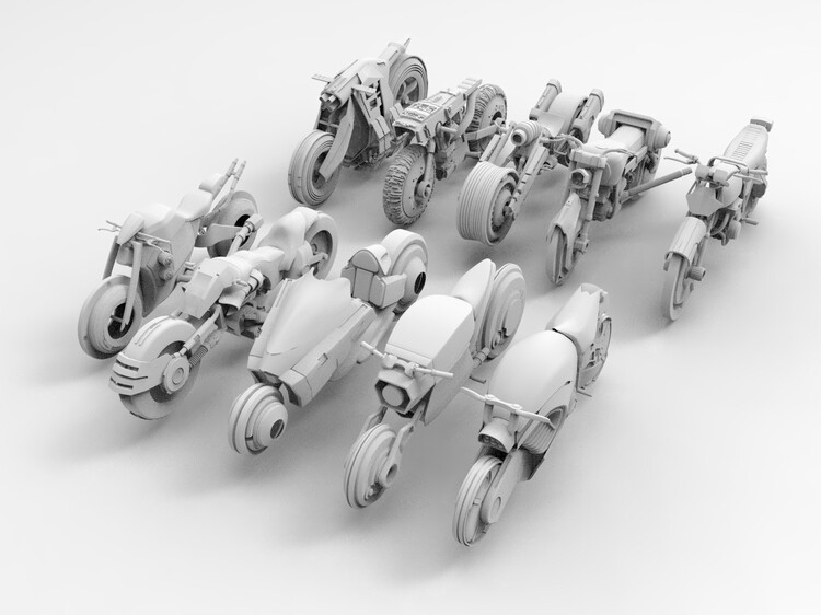 C4D科幻摩托车FBX创意机车STL三维模型OBJ交通工具Blender模型-cg男孩