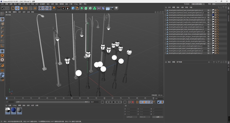 图片[3]-C4D户外现代古典装饰风格路灯FBX公共设施STL设计素材OBJ模型文件-cg男孩