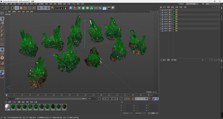 图片[2]-C4D绿柱矿石FBX水晶能量石STL晶体OBJ岩石Blender三维模型3D素材-cg男孩
