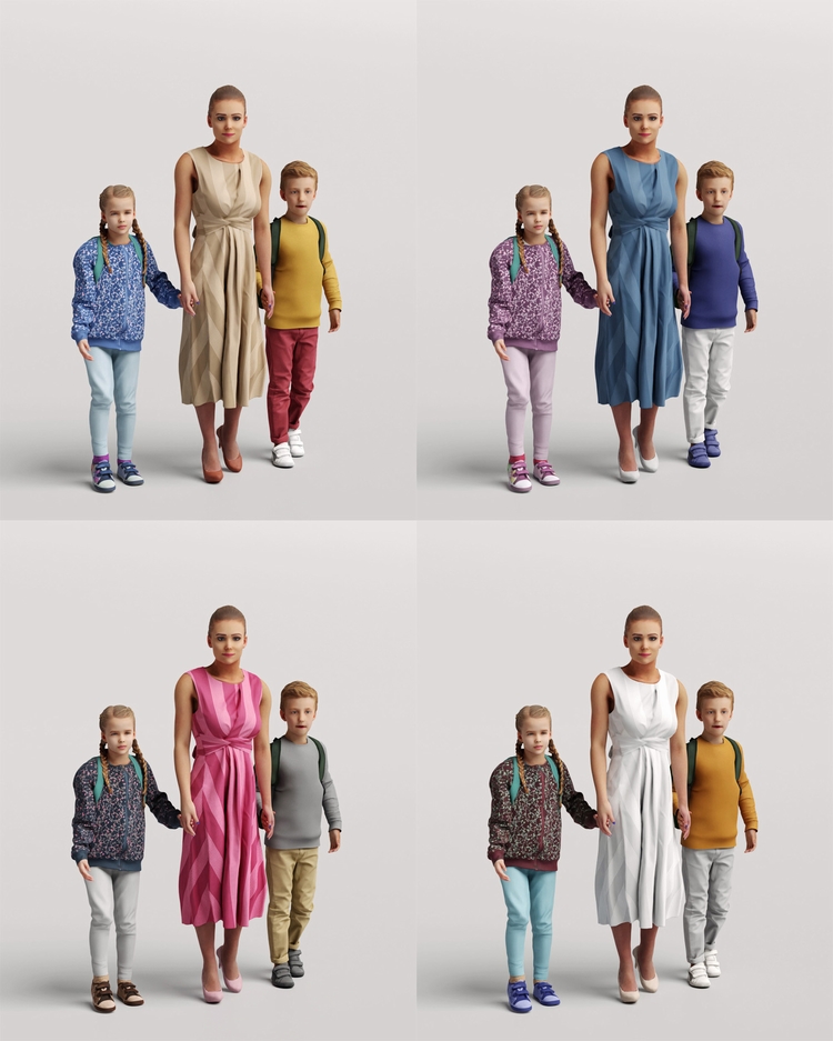 图片[14]-C4D欧美儿童FBX小孩STL人物角色OBJ妇女三维模型Blender素材Maya-cg男孩