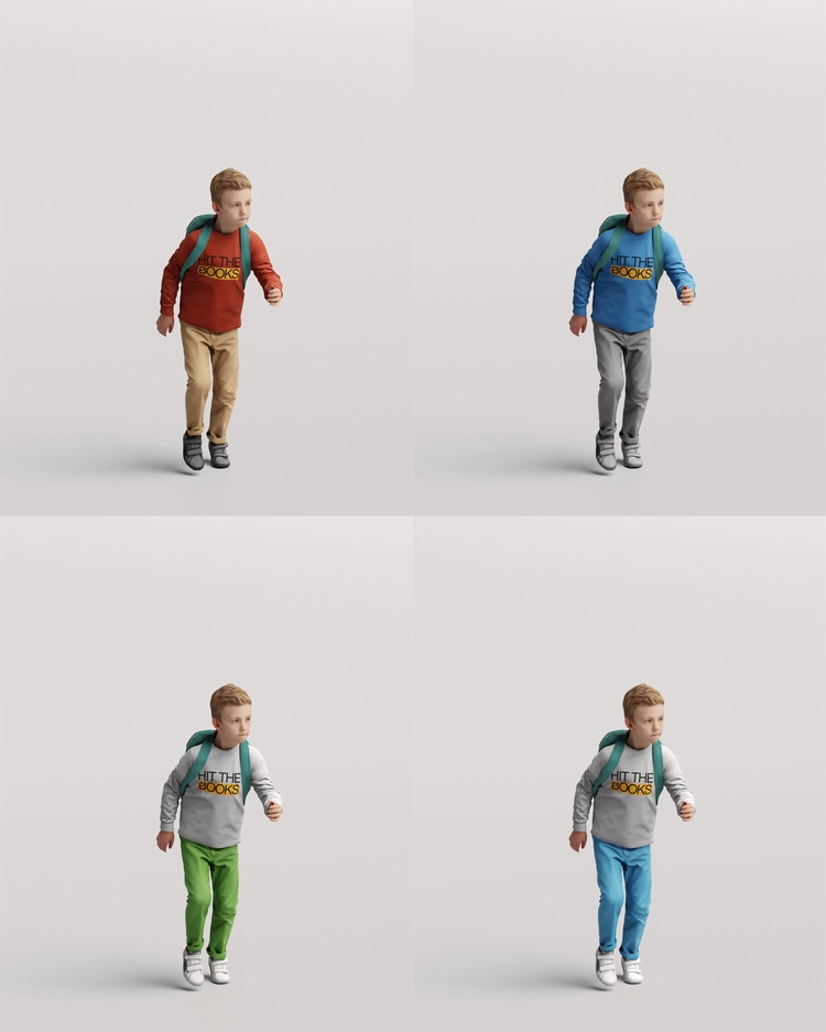 图片[4]-C4D欧美儿童FBX小孩STL人物角色OBJ妇女三维模型Blender素材Maya-cg男孩