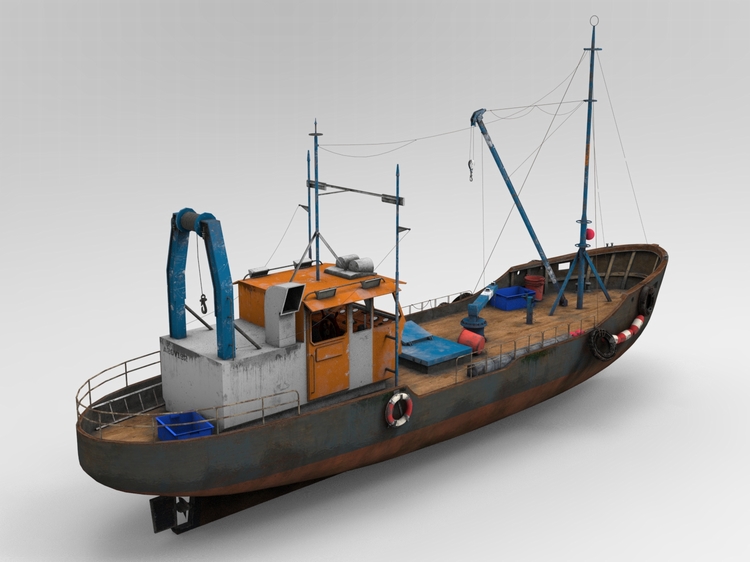 图片[2]-C4D老式卡通废旧船只FBX捕捞渔船OBJ素材unity文件游戏场景3D道具-cg男孩