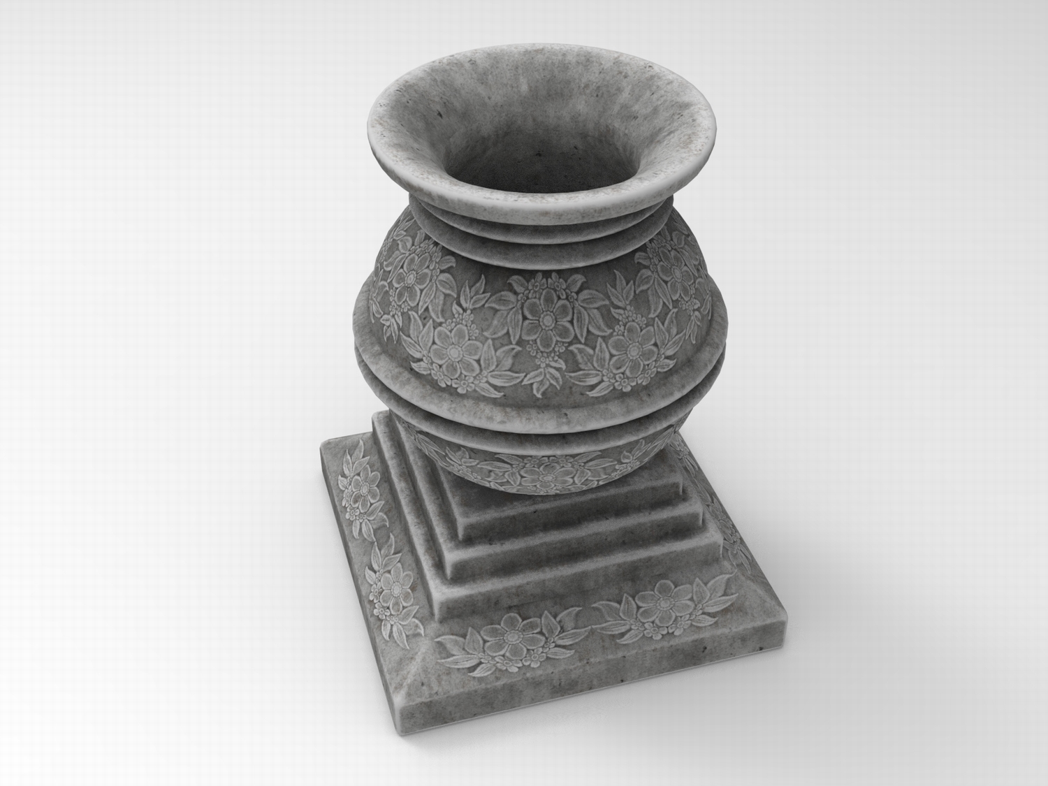 C4D花钵FBX花台STL花盆OBJ欧式古典园林设计道具三维模型-cg男孩