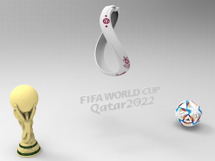 C4D卡塔尔世界杯奖杯FBX足球STL标识标志OBJ三维模型Blender素材-cg男孩