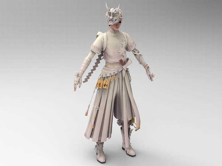 图片[3]-C4D日式风格男性FBX游戏人物角色STL古风服饰OBJ三维模型Blender-cg男孩