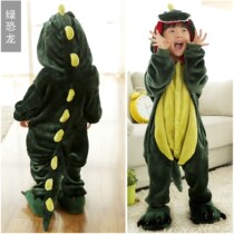 Coral velvet children conjoined cow plush pink children sleeping clothes autumn and winter cartoon flannel men and women childrens clothing