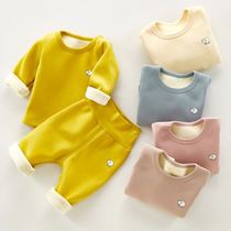 Baby warm clothes winter inner wear girls inner top baby bottoming clothes two-piece suit childrens bottoming shirt